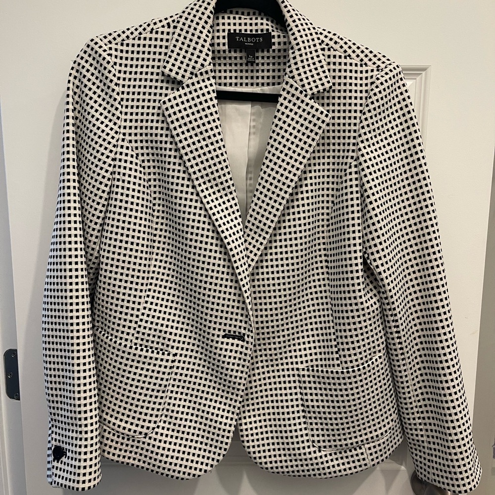 Talbots Monochrome Checkered Blazer
